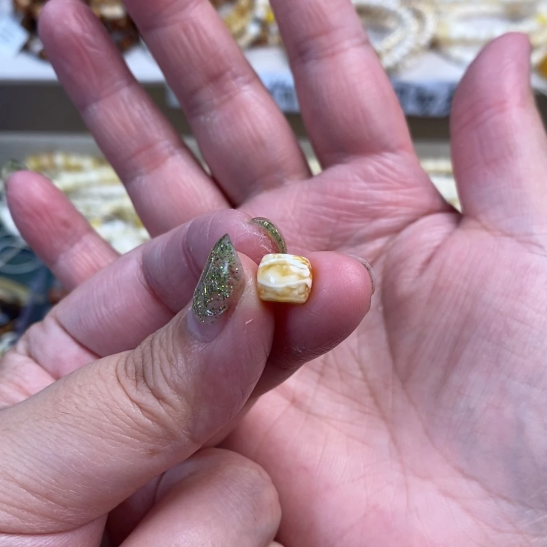 未镶嵌琥珀裸石虎皮纹直切单珠8×6.8