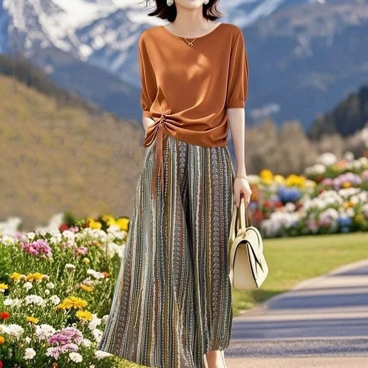 俞兆林妈妈装波西米亚度假风两件套2025夏季新款时尚洋气复古套装