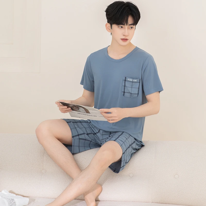 青年学生睡衣男士夏季短袖短裤夏天薄款冰丝春夏可外穿家居服套装
