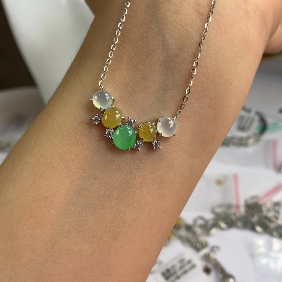 翡翠银S925镶嵌戒指项链