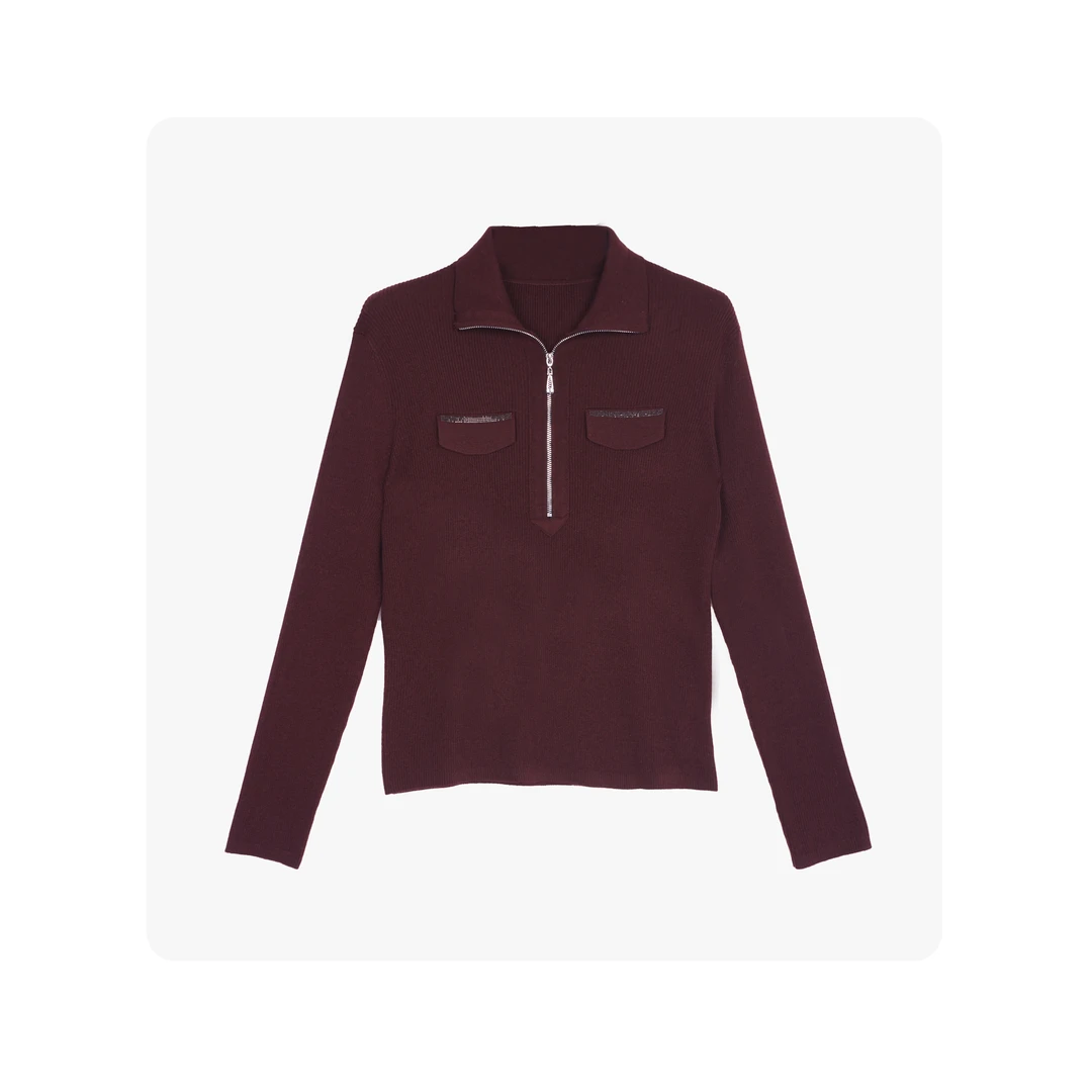 时尚高级感立领半拉链针织MP048-7301