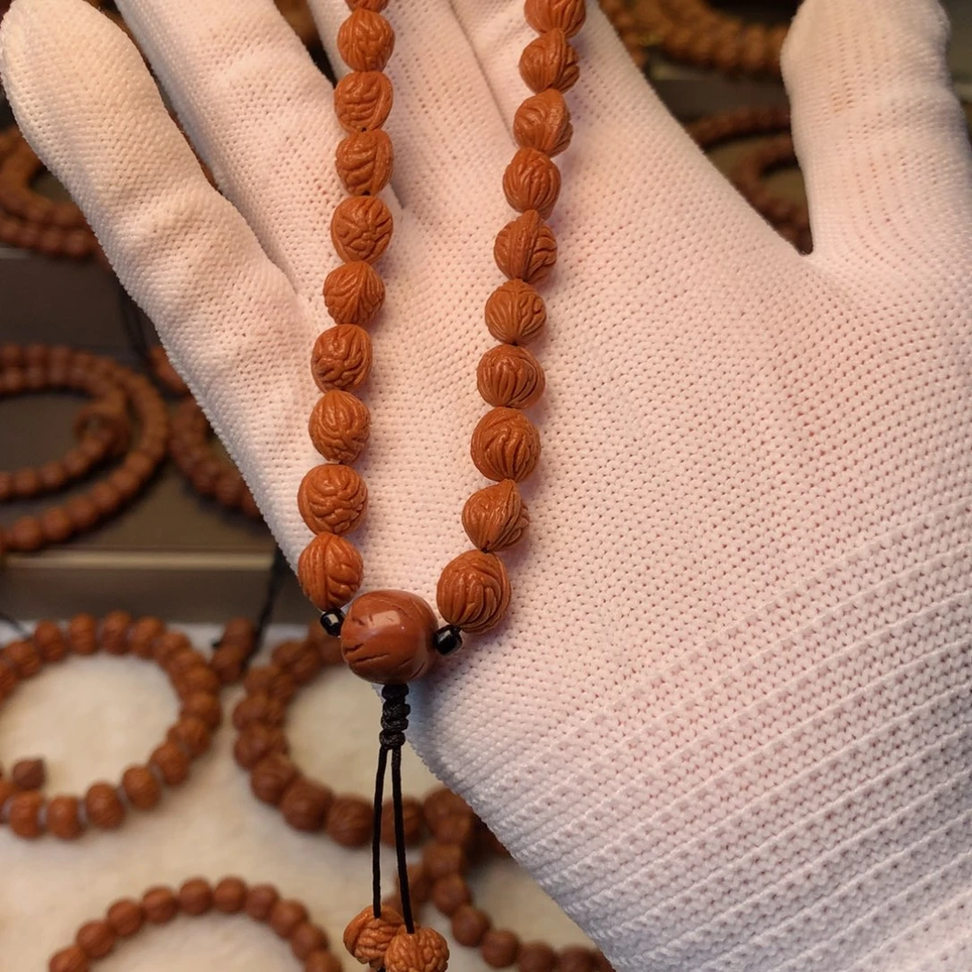 二***平桃核手串秦岭龙纹