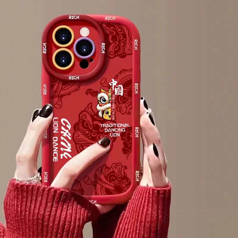 蛇年醒狮适用苹果16promax手机壳iphone15/14硅胶13泡芙壳12/11