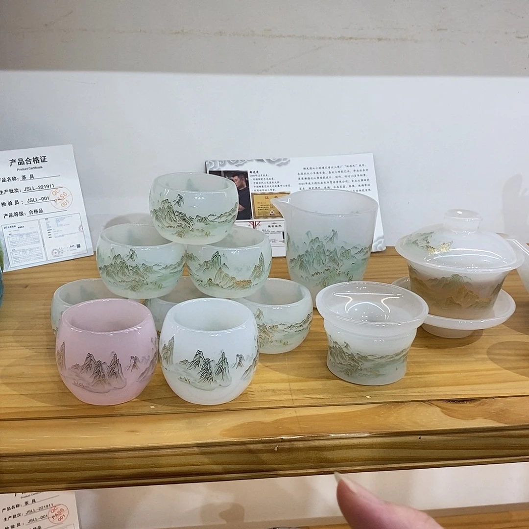手工艺品琉璃千里江山套装 不带礼盒 主人杯2