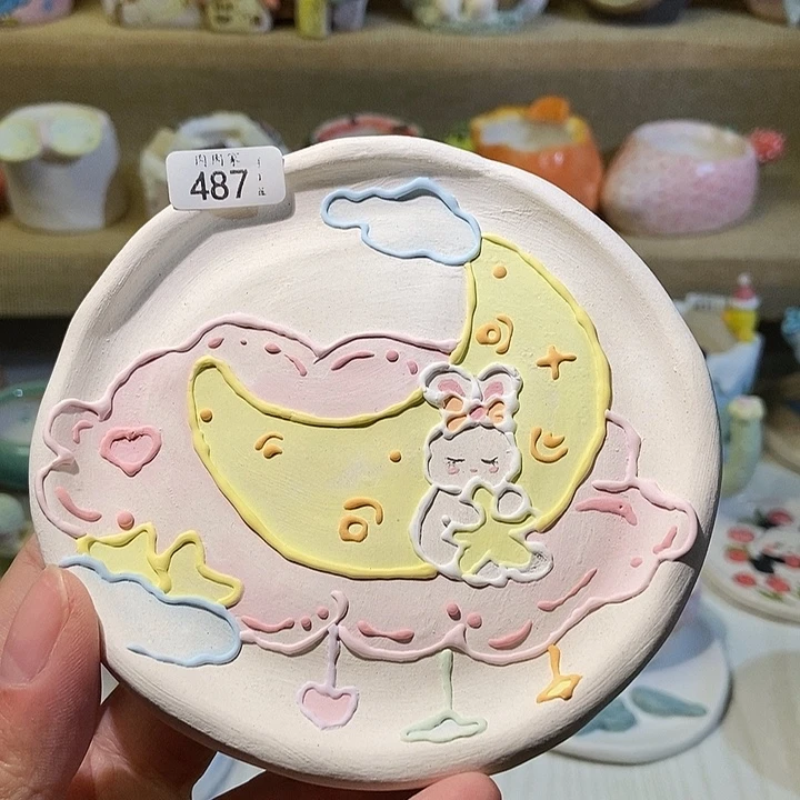 487 手工手绘花盆，满29包邮