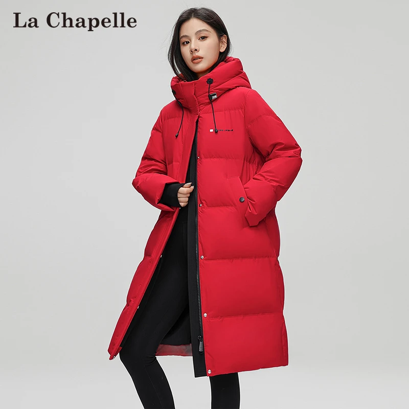 拉夏贝尔长款羽绒服外套女LA4DWYR0494