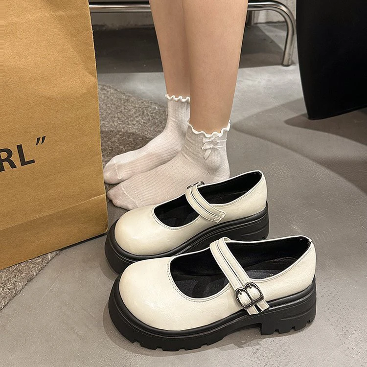 春季中口复古薄款增高单鞋夏季春夏学生粗跟玛丽珍鞋浅口（舒）08