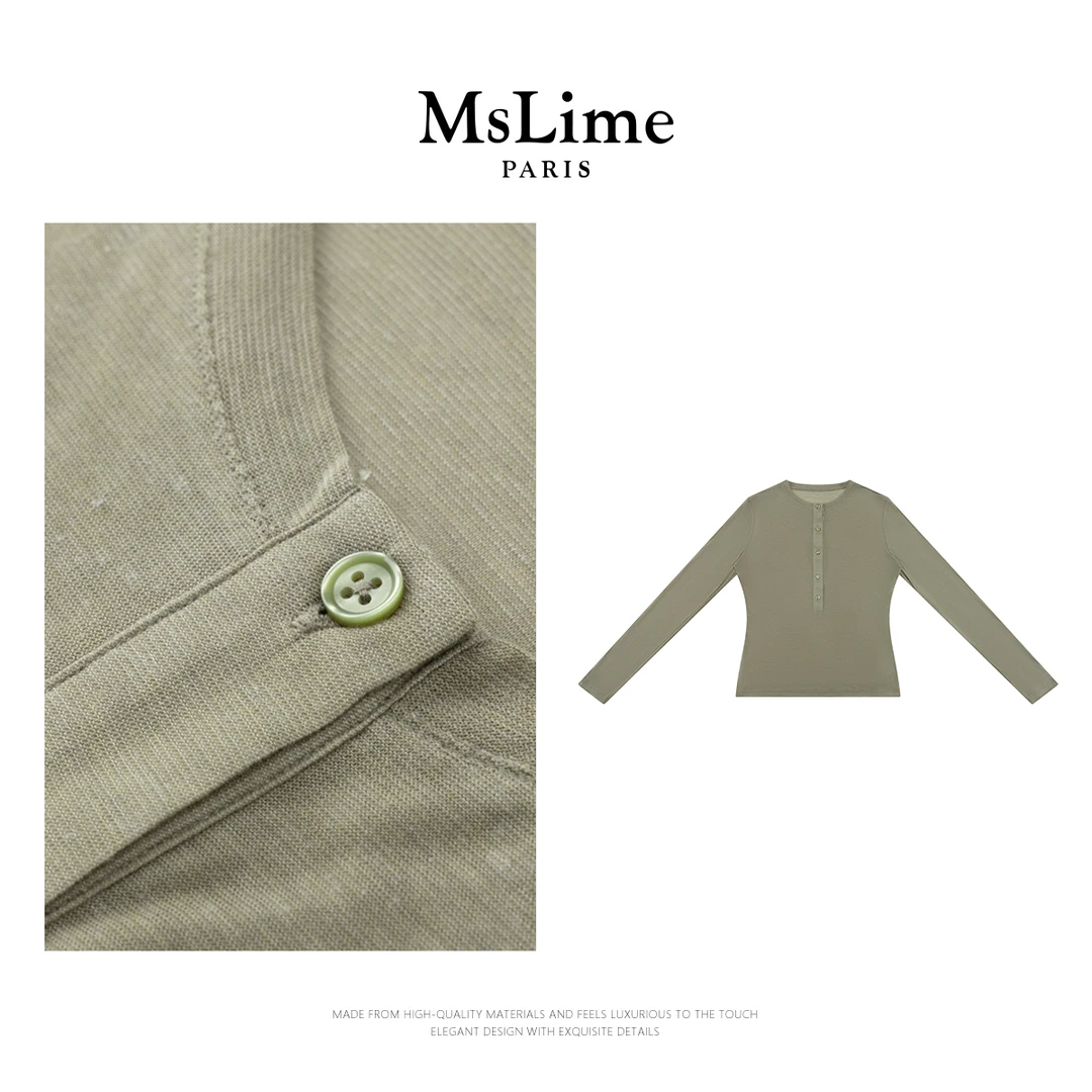 王嬛嬛MsLime25年新款绿色长袖T恤 HD2A0127
