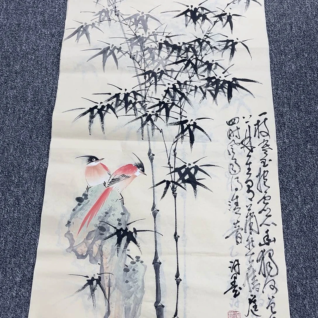 国画卖字画的小男孩