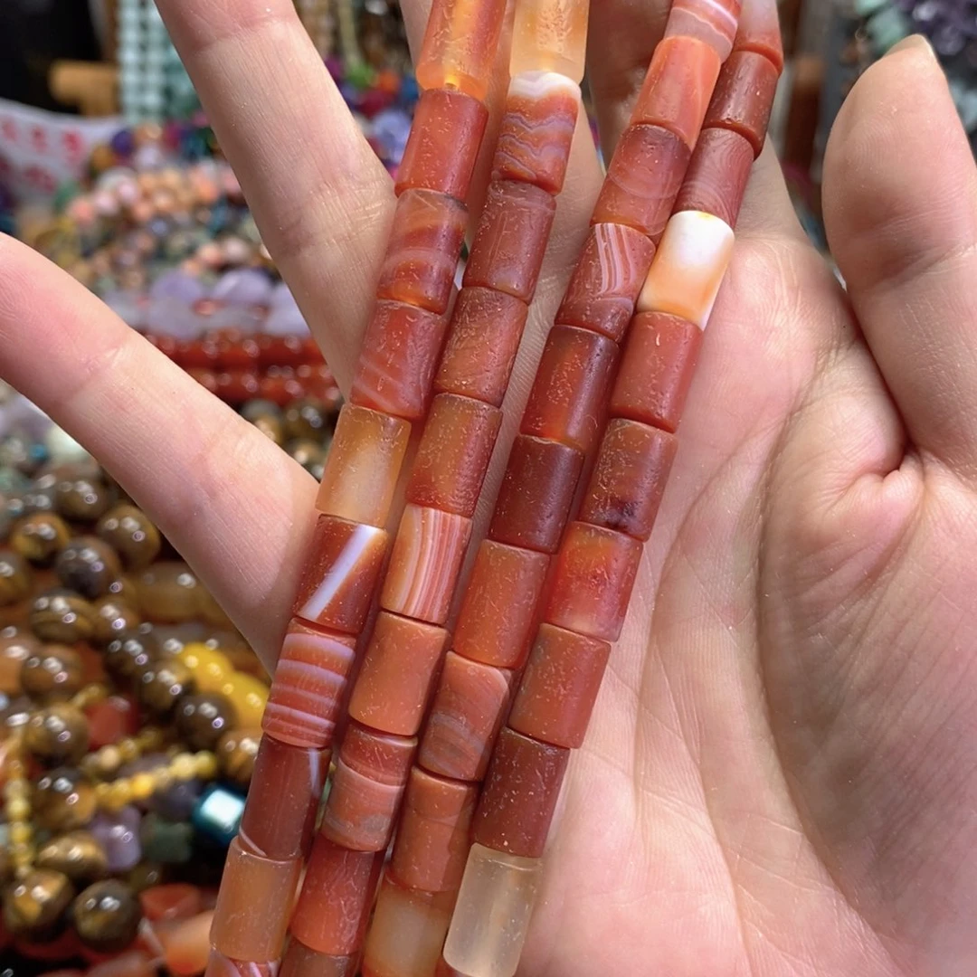 未镶嵌玛瑙/玉髓珠宝半成品橘皮玛瑙一条卡8*12mm