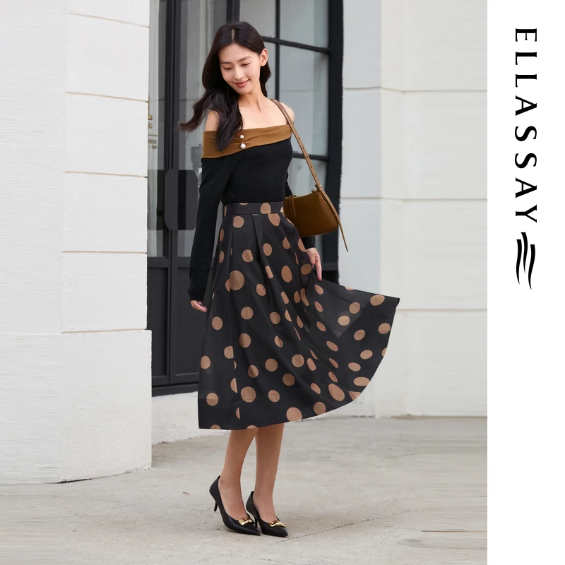 【焦糖卡圆点】ELLASSAY歌力思25秋季真两件连衣裙EWE363Y07900