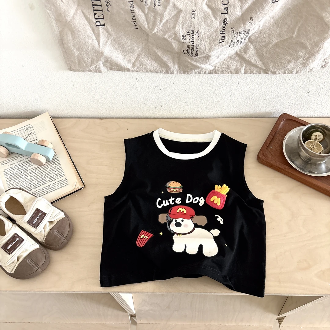 2025宝宝儿童时尚印花百搭休闲夏款短袖卡通T恤纯棉