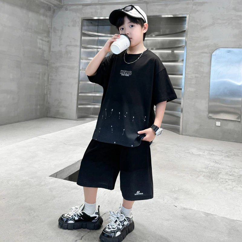 儿童装男童夏装短袖套装2025新款夏季中大童运动夏款帅气速干时髦