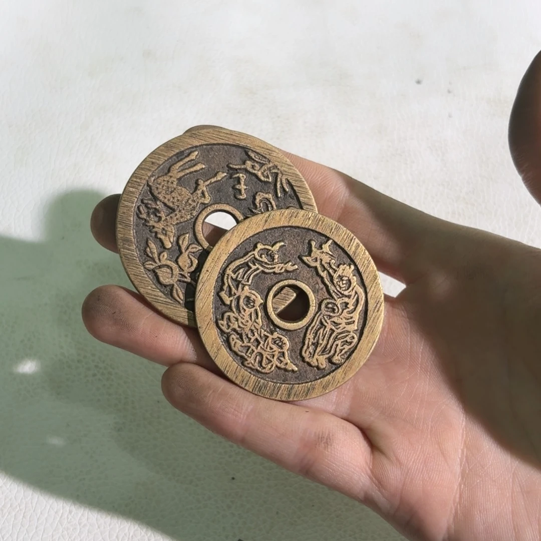 *****铜2枚花钱手工翻砂铸造工艺