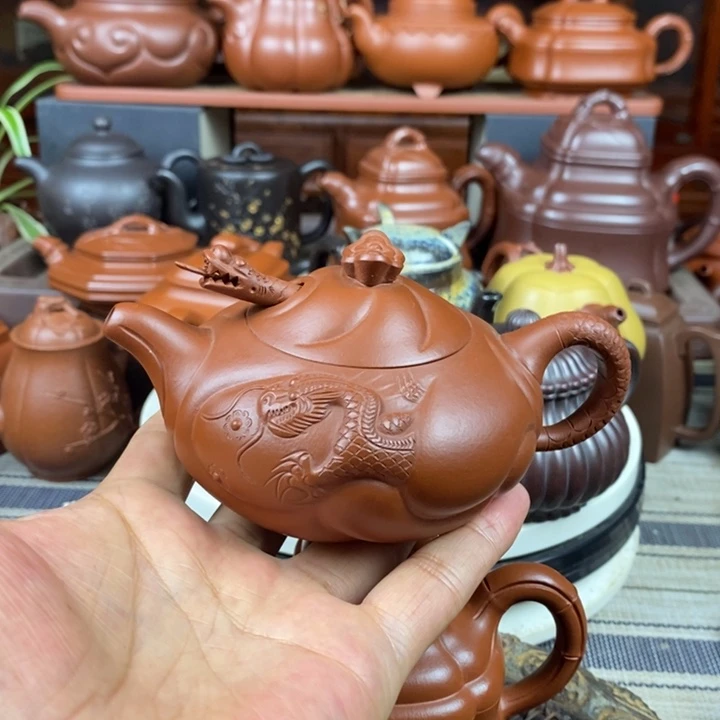 茶壶紫砂鱼化龙2-260cc原矿朱泥特价