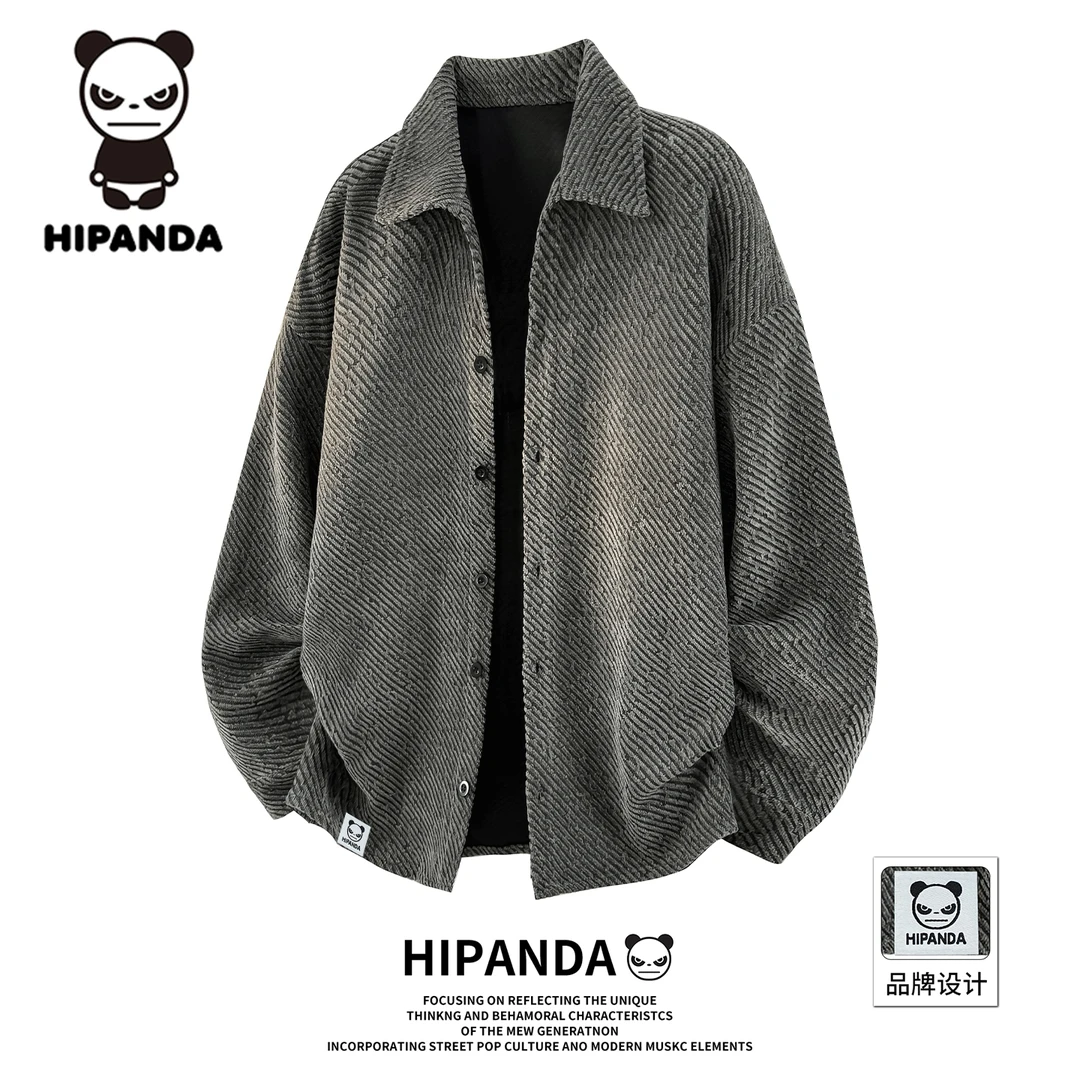 HIPanda 你好熊猫美式夹克外套男士2025秋冬新款宽松休闲开衫上衣