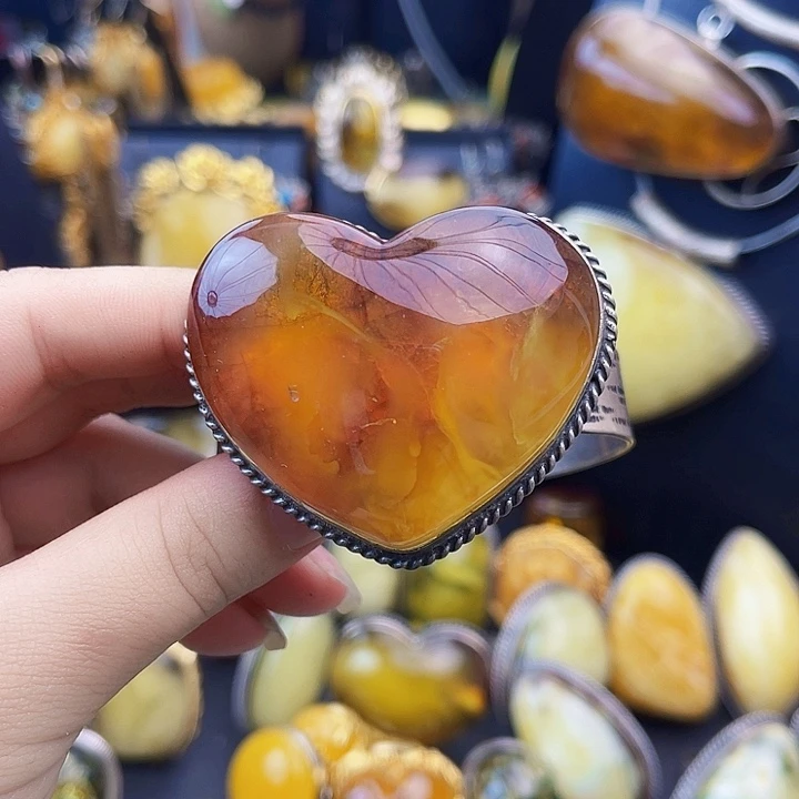 琥珀银S925镶嵌裸石