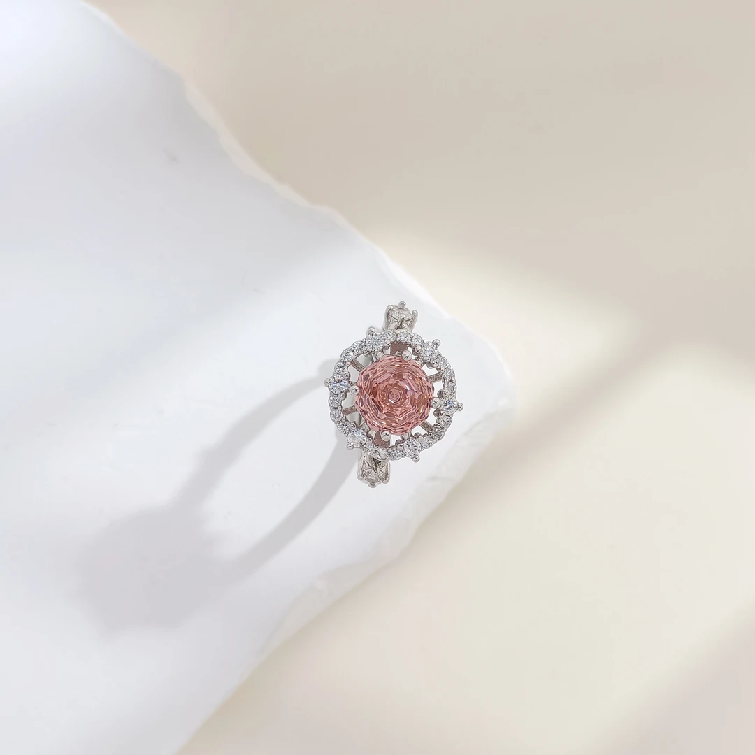 铜合金合成锆石戒指 WGTL-002868【粉屿极昼】戒指欧美时尚气质精致