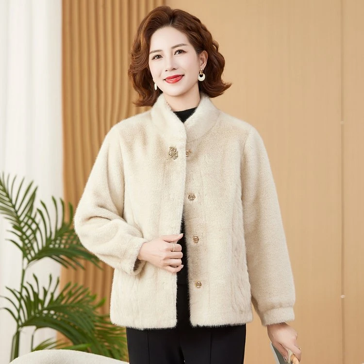 秋冬时尚百搭洋气短款宽松皮毛一体外套冬季加厚保暖毛毛气质新款