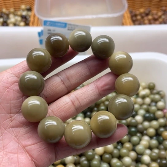 吊坠白玉菩提精品19青提圆珠手串