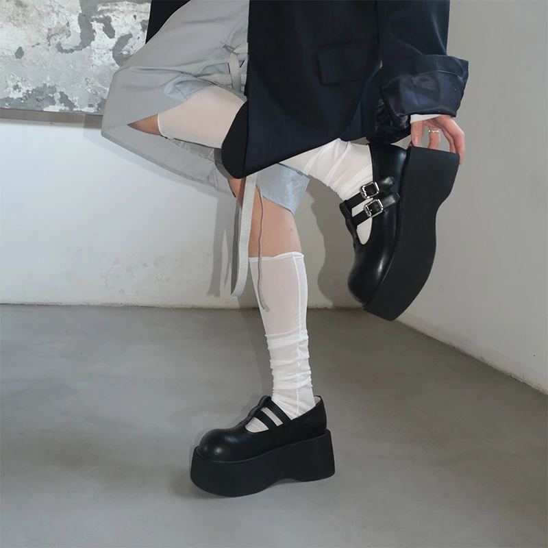 Mooreyu玛丽珍鞋女厚底2024春季新款皮鞋真皮高跟