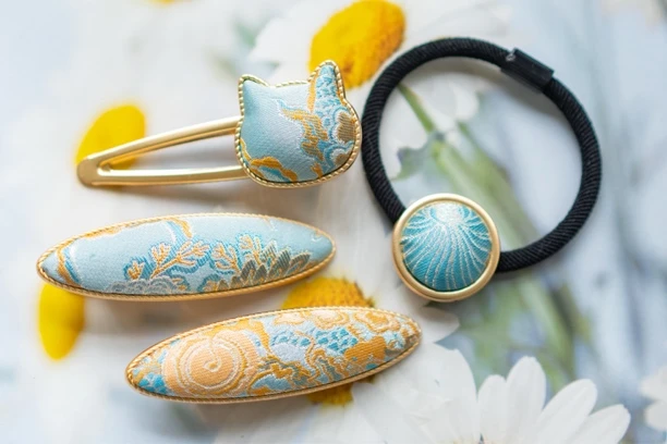 直播间专拍宋锦手工发卡复古百搭发夹