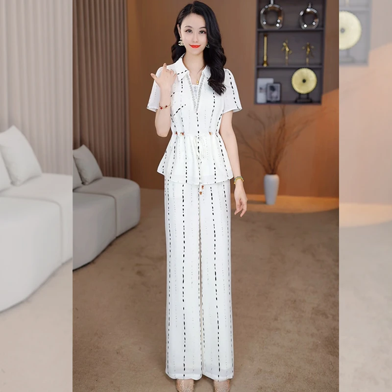 现货【上衣+裤子】优雅气质时尚大气减龄收腰显瘦套裤M-4XL-26218