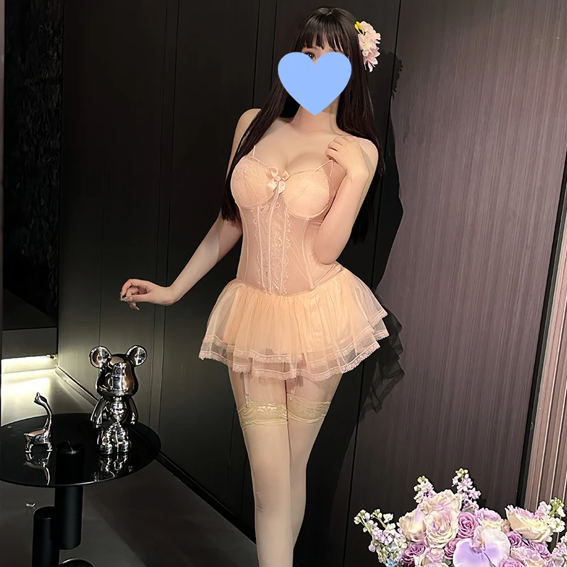 【心动女神】甜辣风可盐可甜软鱼骨蕾丝胸垫白色睡裙纯欲风性感夏季