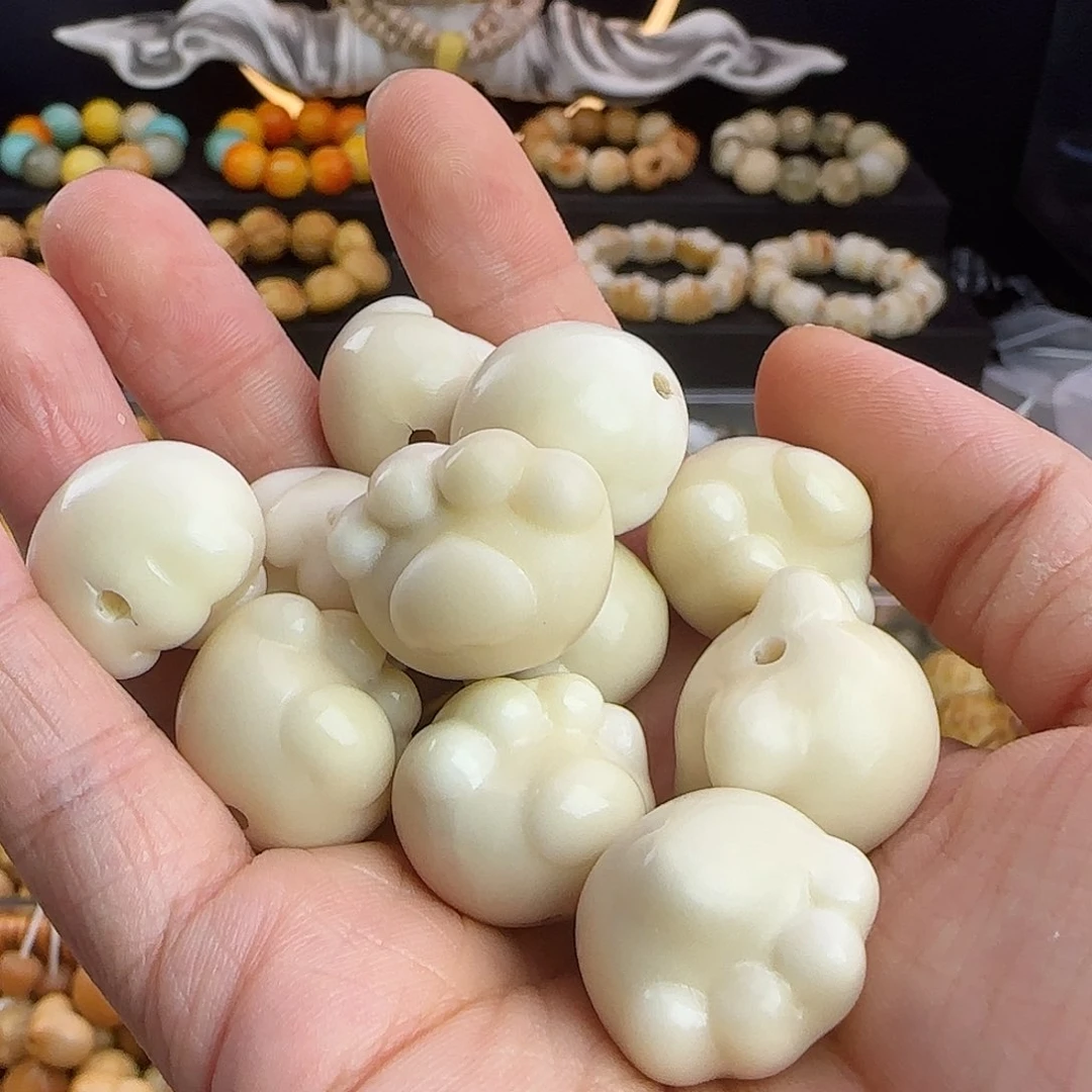 菩提根/象牙果吊坠瑕疵牙果白色爱心猫抓6颗