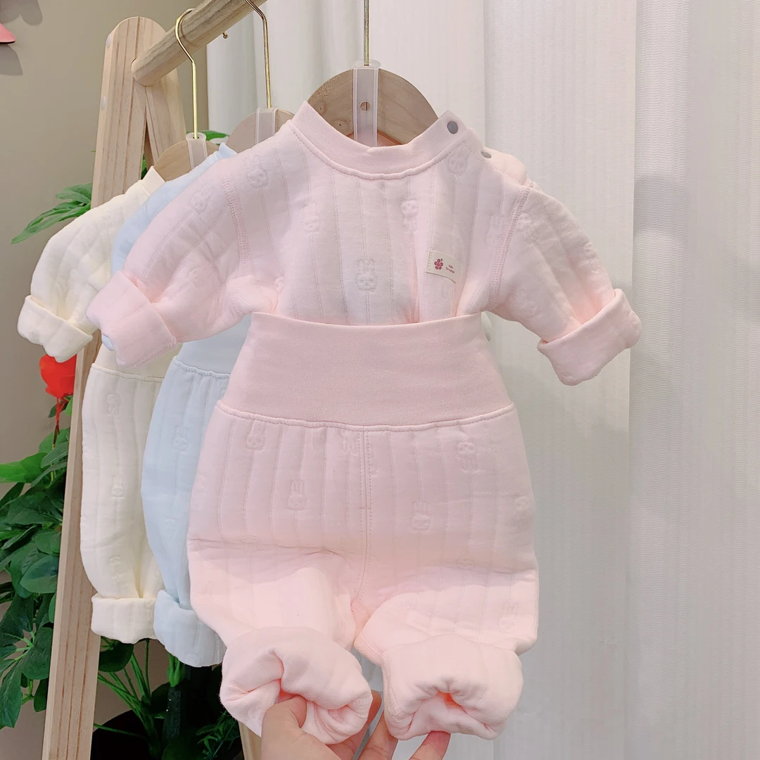 558024宝宝秋冬空气棉衣服高腰开档套装高腰婴幼儿秋衣套装舒适