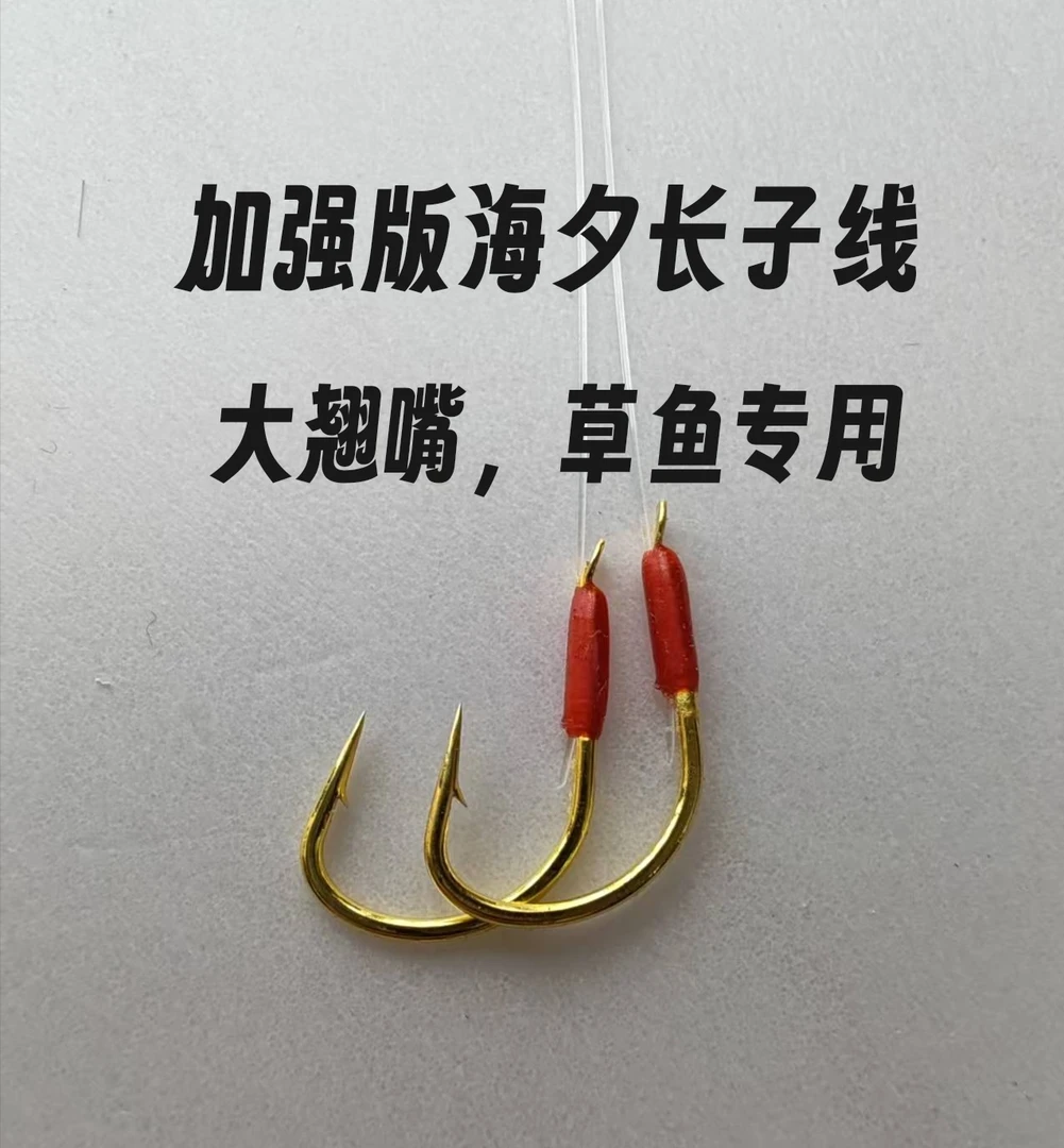 10副2X加强版海夕超长无结子线双钩适用于草鱼大翘嘴
