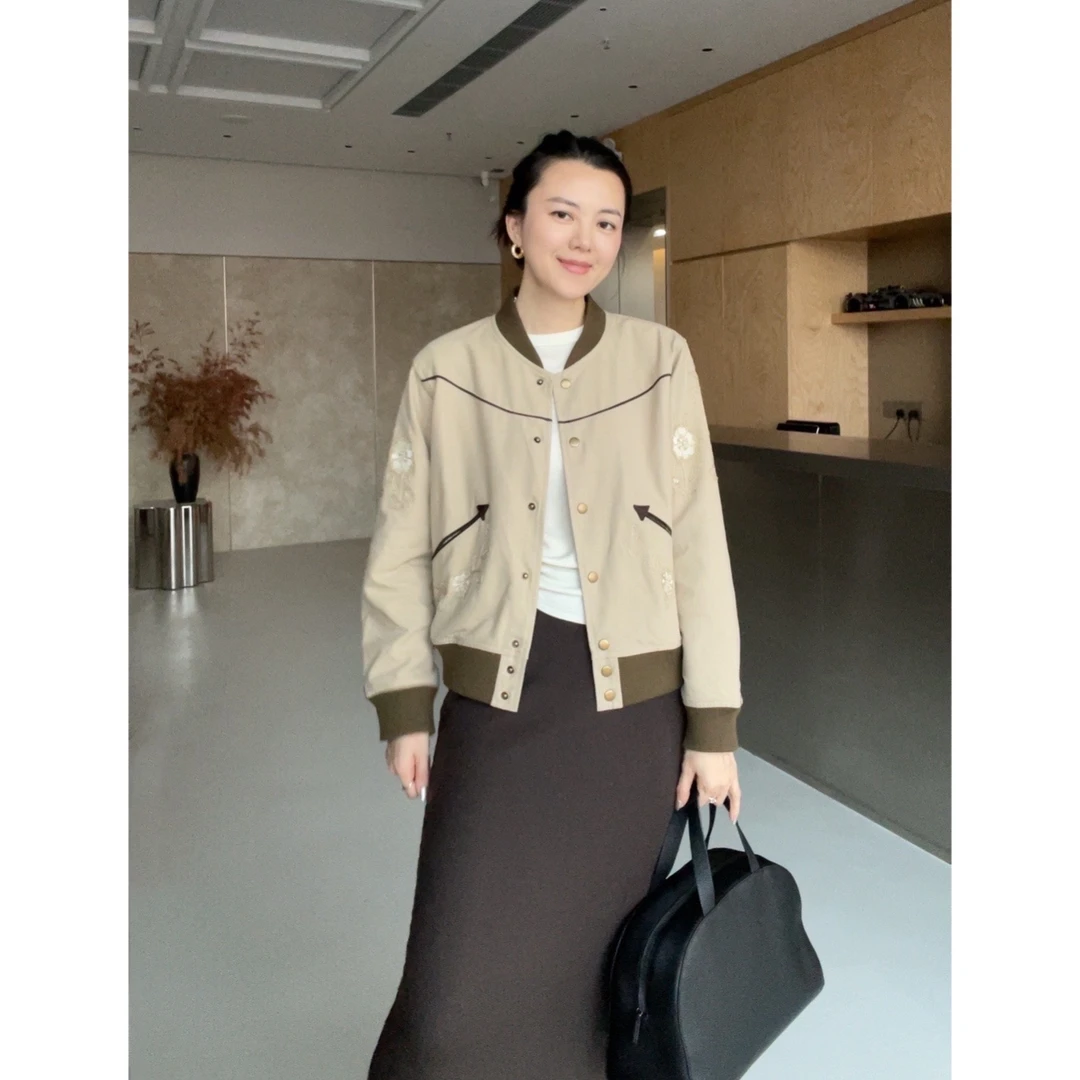 瑞瑞ANNYRUI【刺绣夹克】小众时尚百搭复古刺绣夹克外套