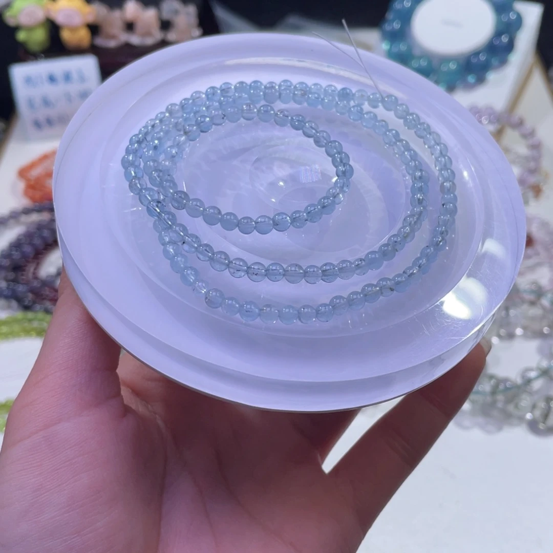 未镶嵌手链水晶海胆冰川蓝海蓝宝4mm