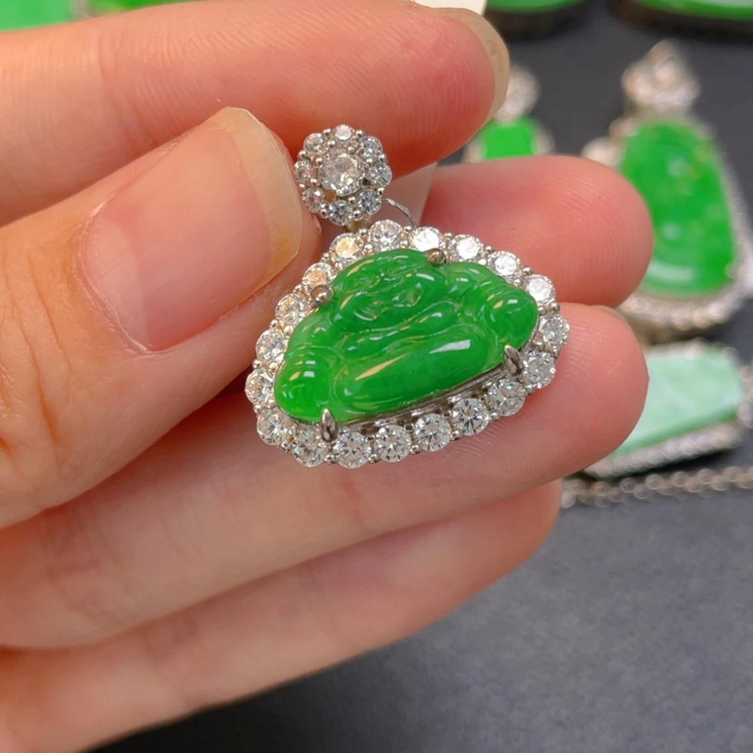 翡翠银S925镶嵌吊坠(不含链)