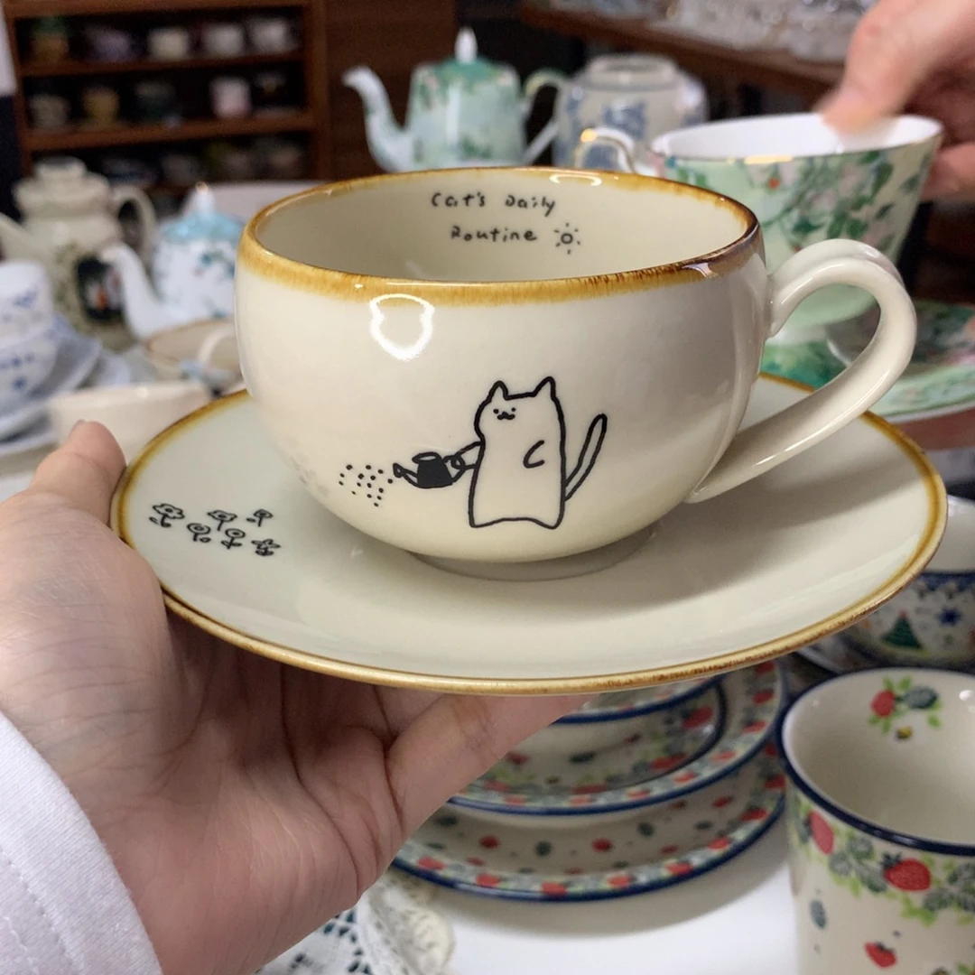 D***喵陶瓷浇花猫咪杯碟