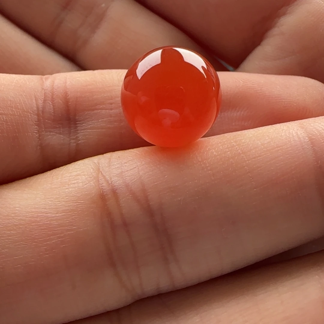 南红玛瑙未镶嵌圆珠：12.1满砂 色亮