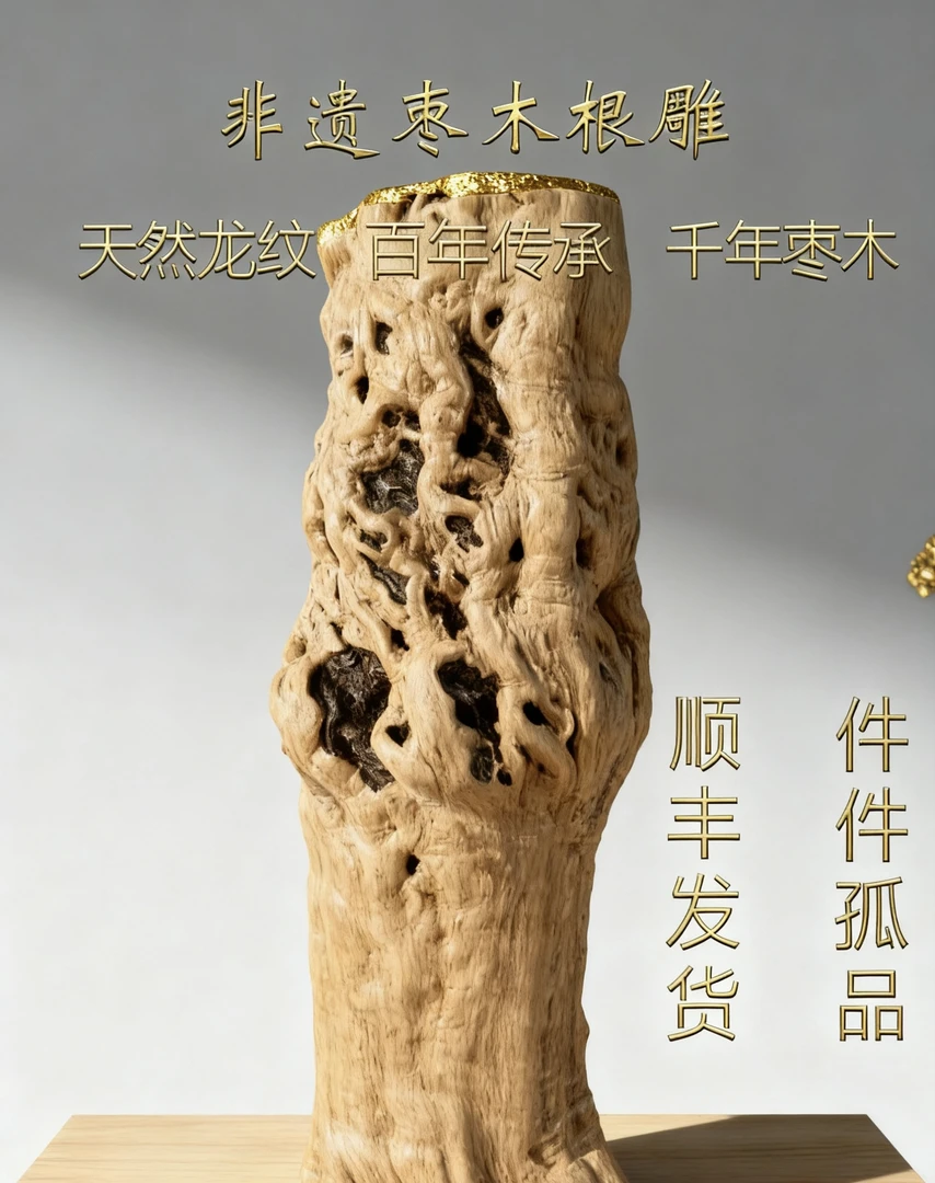 【天然龙纹枣木根雕】开播捡漏链接花架根雕以直播间实物为主