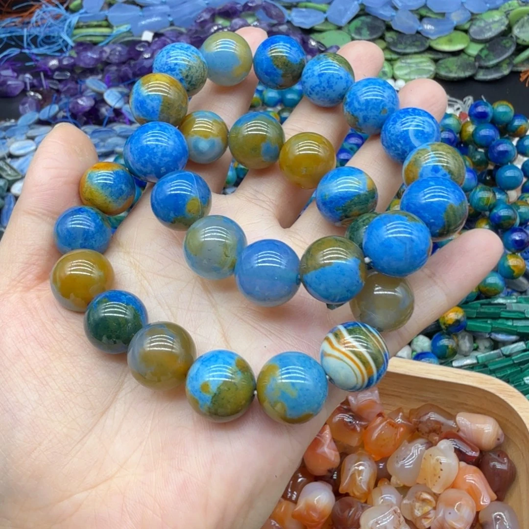 水晶珠宝半成品未镶嵌卡14地球玛恼手链一条