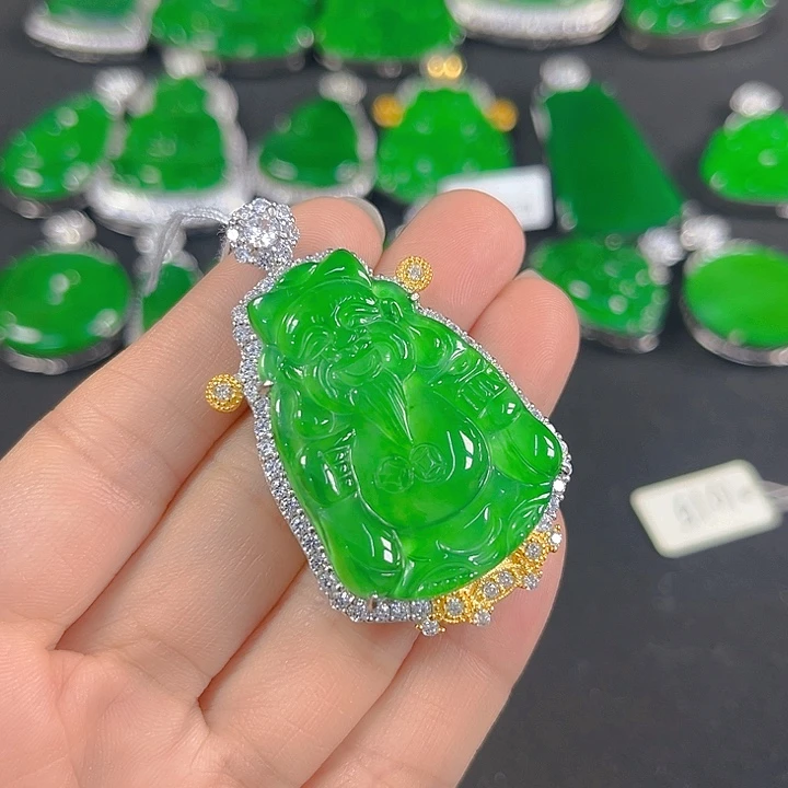 翡翠银S925镶嵌吊坠(不含链)