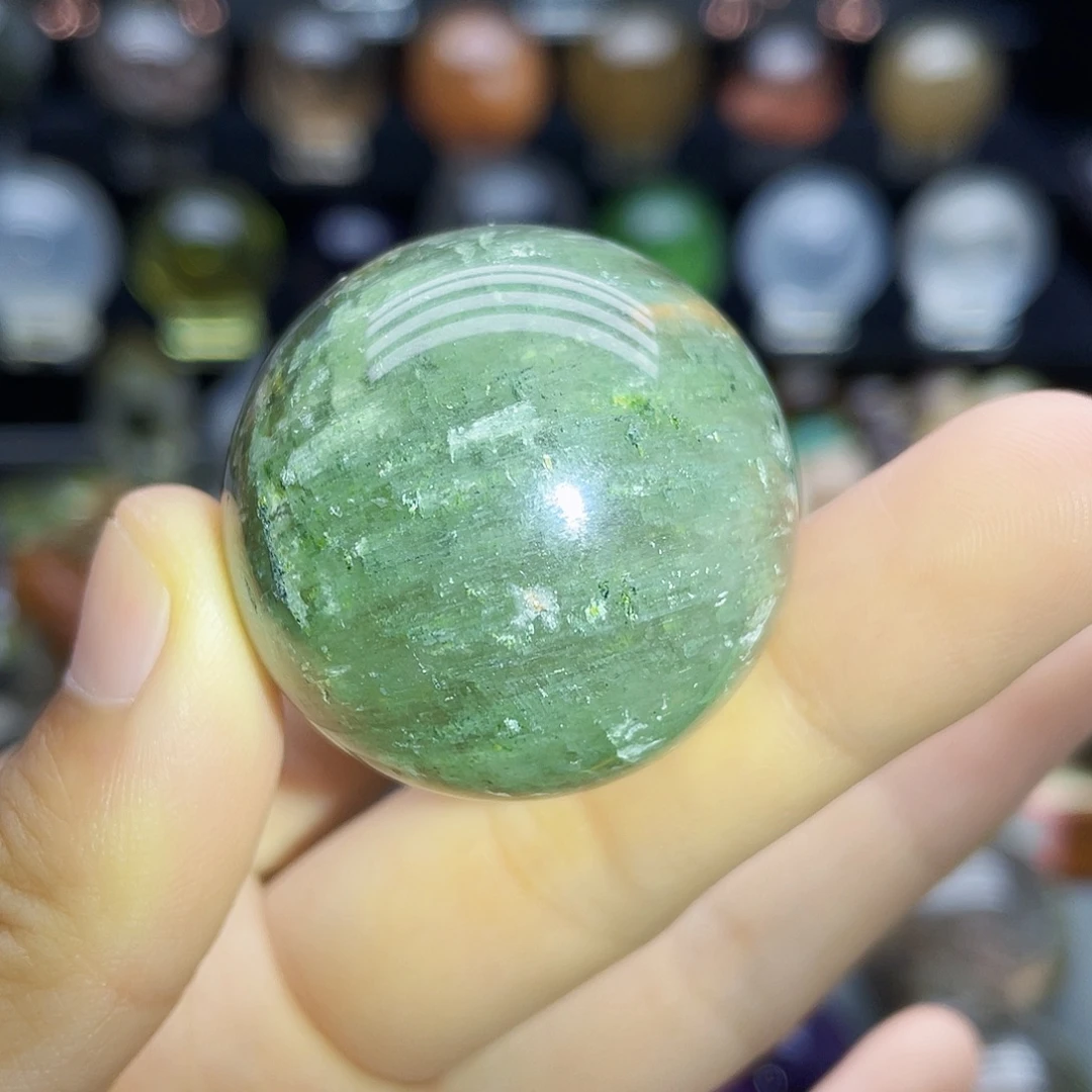 未镶嵌珠宝半成品水晶天然绿幽灵34.6mm