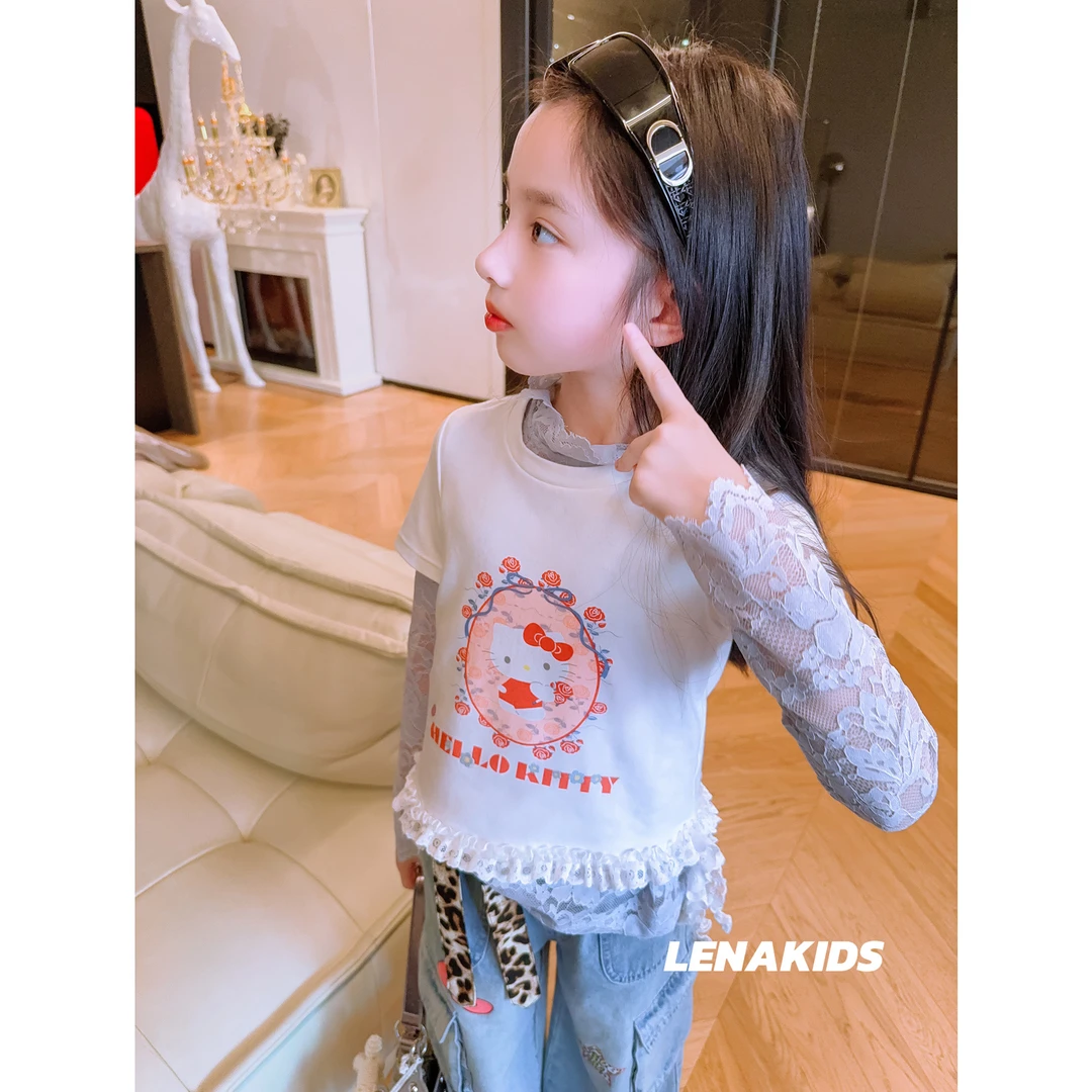 Lenakids【现货】【春上新·猫猫蕾丝边洋气套装】高定女宝26022401