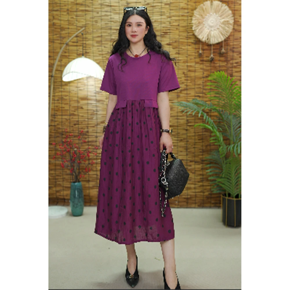 2025夏季宽松轻薄时尚休闲百搭洋气波点女士连衣裙618