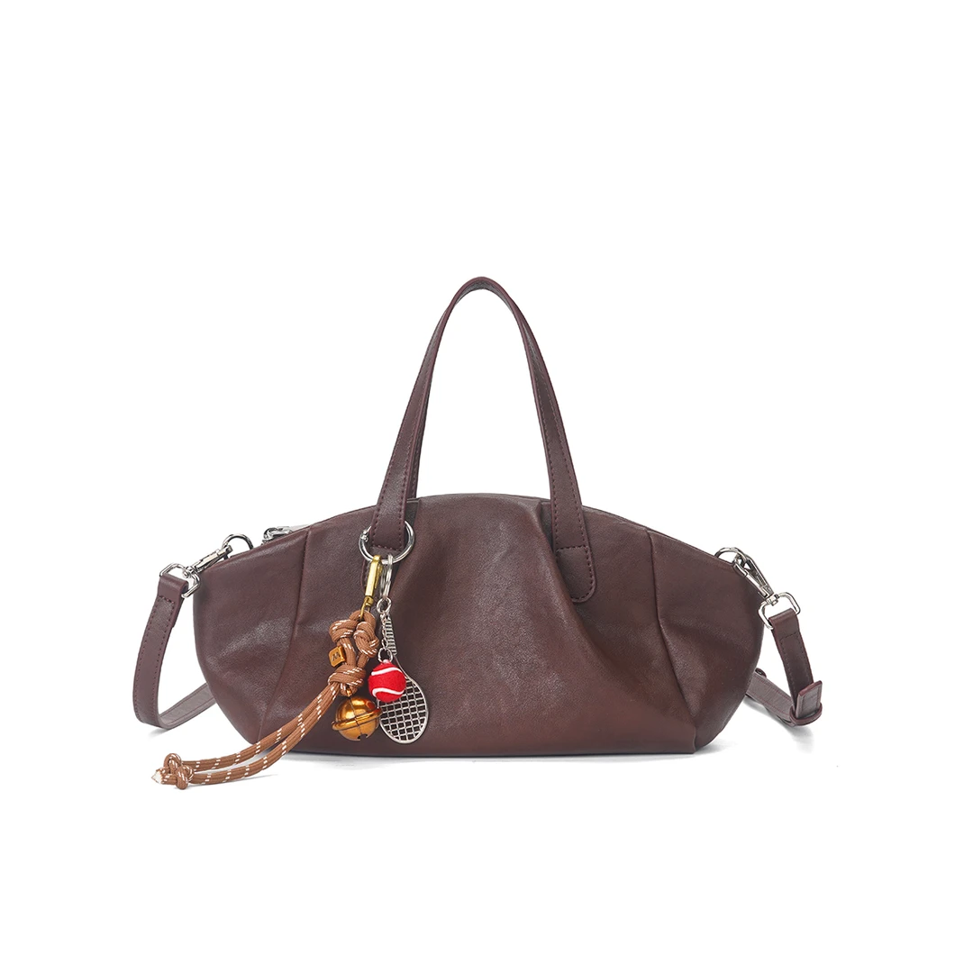 新款百搭时尚高级感手提单肩斜挎女包MB-8903红咖色