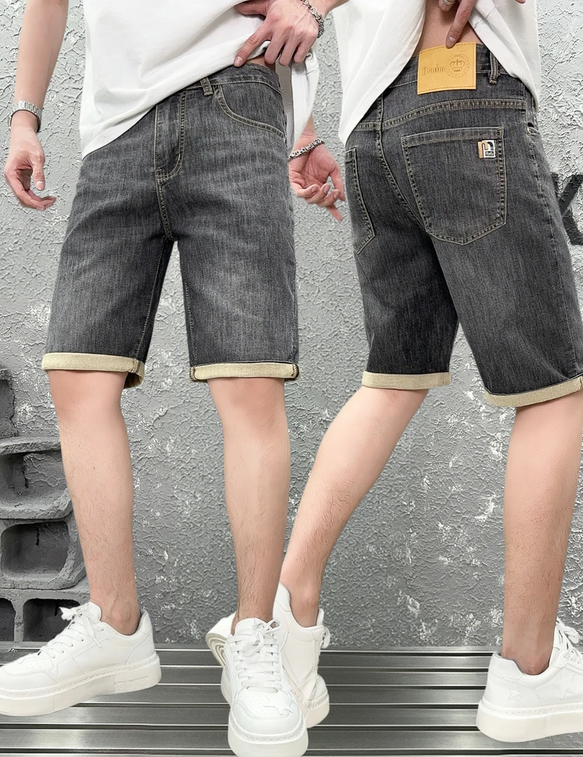 【黑灰色牛仔裤】9686夏季潮流复古时尚百搭直筒五分男士牛仔短裤