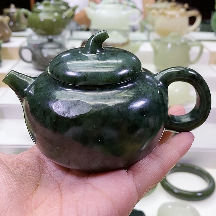 和田玉未镶嵌挂件茶壶190m l