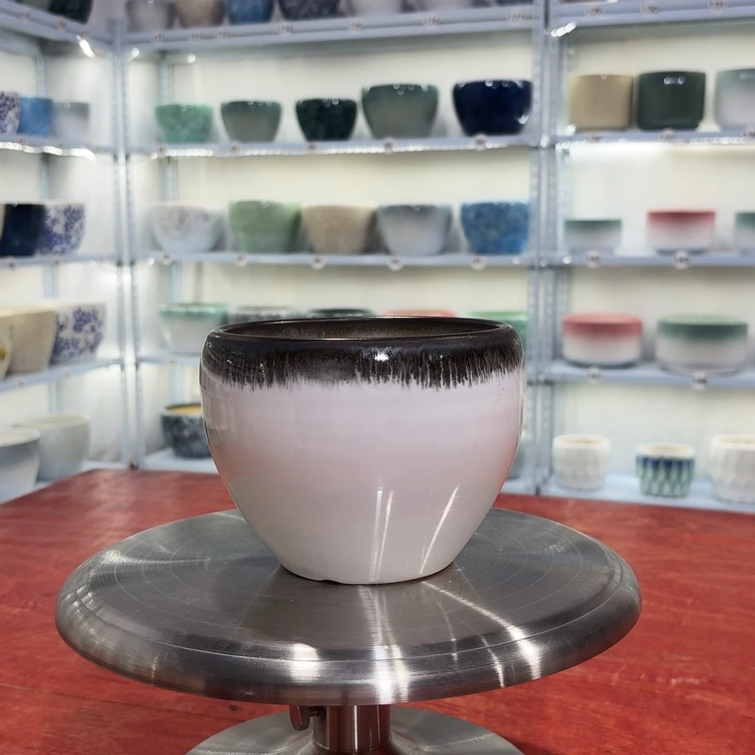 陶瓷花盆白色小苹果盆口径14高度11.5