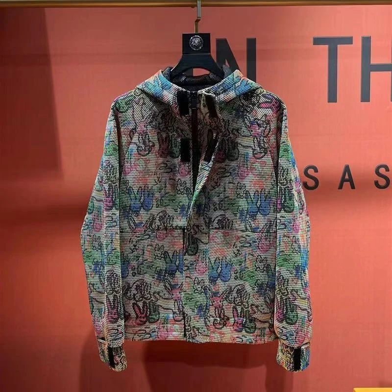 网红满印镂空兔子透气亲肤连帽防晒服2025夏季新款夹克情侣外套