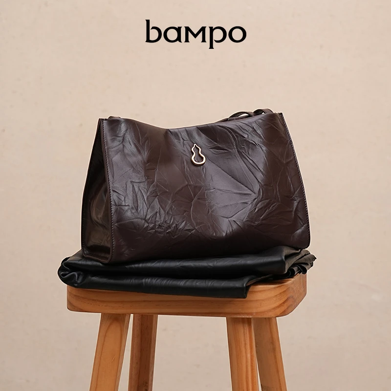 BAMPO半坡福瑞方方包 头层牛皮单肩包2025新款通勤斜挎托特包女