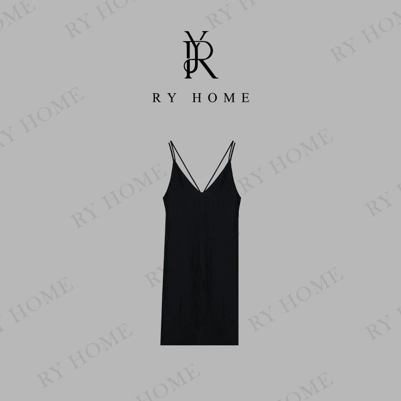 【容雨RYHOME】100醋酸细肩带V领吊带连衣裙252L1422