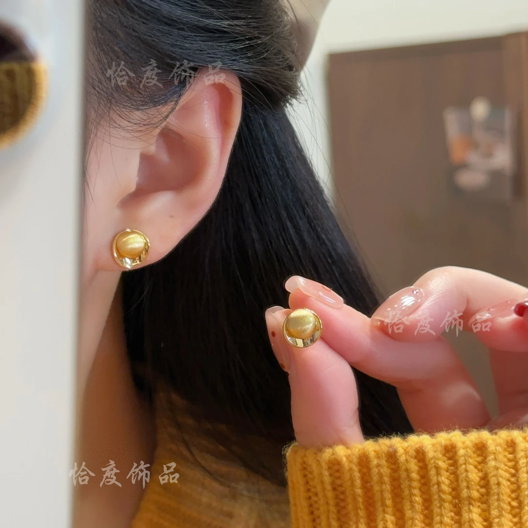 【恰度】法式金色豆豆耳钉轻奢简约设计